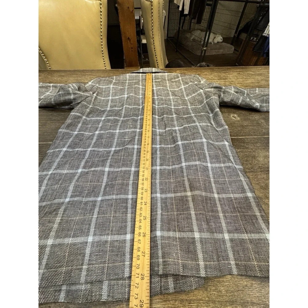 Humanoid  Linen Cotton Plaid Blazer Jacket‎ Size Small Oversized